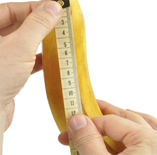 El plátano se mide con una cinta de un centímetro
